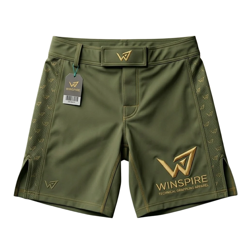 Premium Olive Green MMA Grappling Shorts | Winspire Technical product image